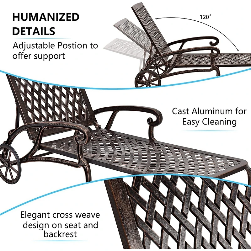 Streamdale Rust-Resistant Aluminum Cast Lounge Chair with Adjustable Backrest