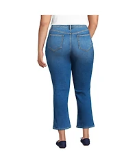 Lands' End Women's Recover High Rise Button Front Kick Flare Crop Jeans