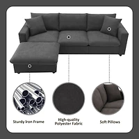 Streamdale Furniture 100.4x64.6" Modern Sectional Sofa, L-Shaped Couch Set With 2 Free Pillows, 4-Seat Fabric Couch Set