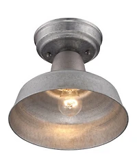 John Timberland Urban Barn Rustic Industrial Farmhouse Semi Flush Mount Outdoor Ceiling Light Galvanized Metal 8 3/4" for Post Exterior Barn Deck