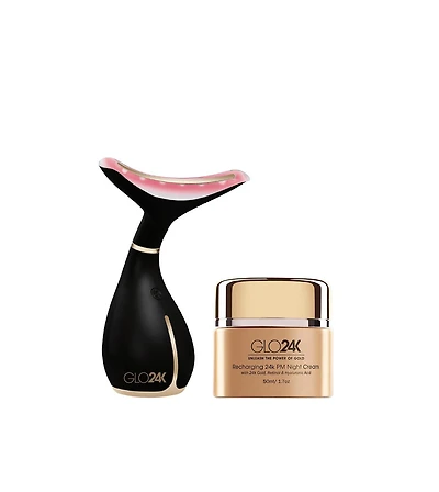 GLO24K Neck & Face Led Beauty Massager + 24k Night Cream