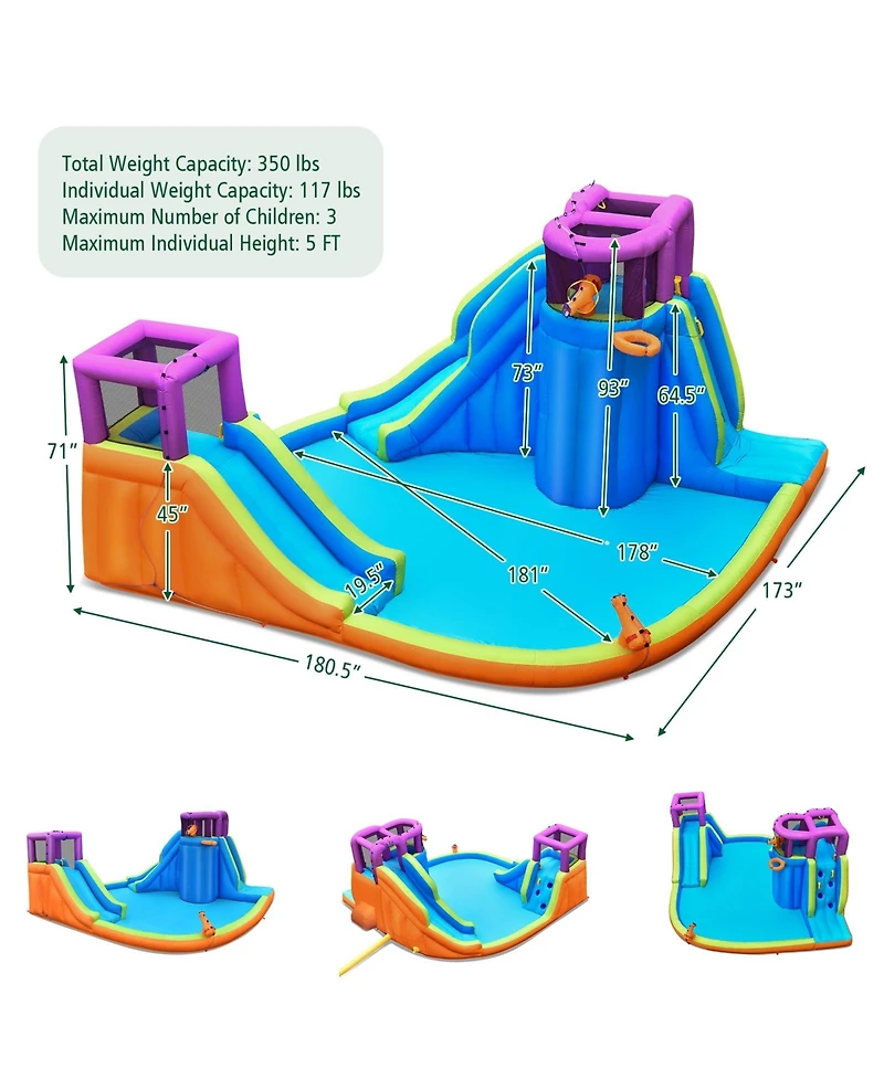 Sugift 6-in-1 Inflatable Dual Water Slide Bounce House Without Blower