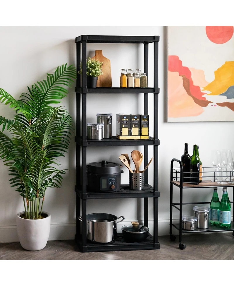 Iris Usa 5-Tier Shelving Unit, 64" Fixed Height, Medium Storage Organizer Shelf for Home, Garage, Basement, Shed and Laundry Room, 24"L x 12"W x 64"H,