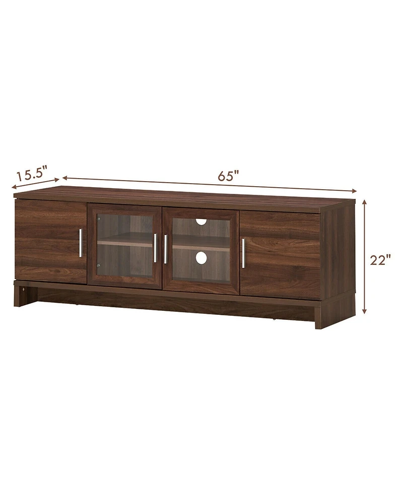 Gymax Tv Stand Media Entertainment Center for Tv's up to 70'' w/ Storage Cabinet Walnut