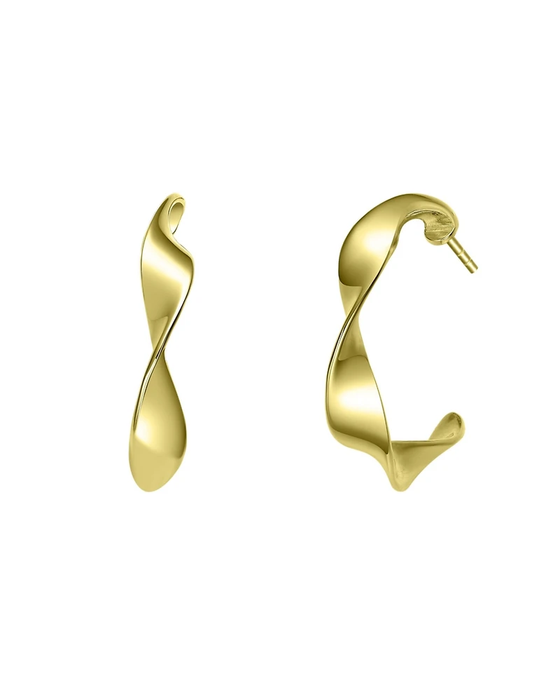Classy Sterling Silver White Gold Twisted Hoop Earrings