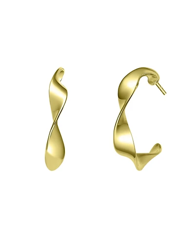 Classy Sterling Silver White Gold Twisted Hoop Earrings