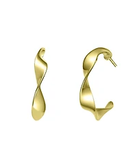 Classy Sterling Silver White Gold Twisted Hoop Earrings