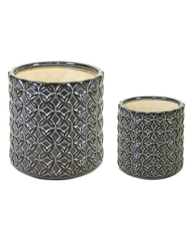 Slickblue Geometric Pattern Ceramic Pot (Set of 2)