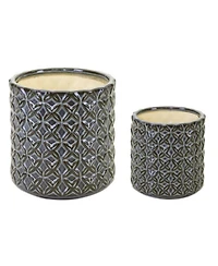 Slickblue Geometric Pattern Ceramic Pot (Set of 2)