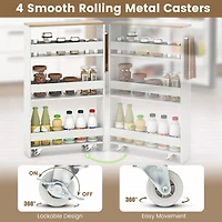 Costway Rolling Kitchen Slim Storage Cart Mobile Shelving Organizer w/ Handle