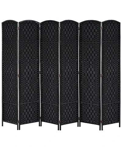 Homcom 6 Weave Panel Room Divider Privacy Folding Screen Diamond Decor Black
