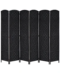 Homcom 6 Weave Panel Room Divider Privacy Folding Screen Diamond Decor Black