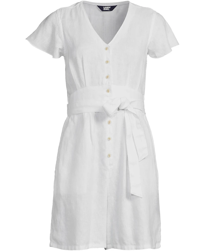 Lands' End Women's Flutter Sleeve Linen Romper
