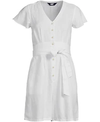 Lands' End Women's Flutter Sleeve Linen Romper
