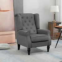 Homcom Accent Chair Button-Tufted Armchair with Wingback Round Arms