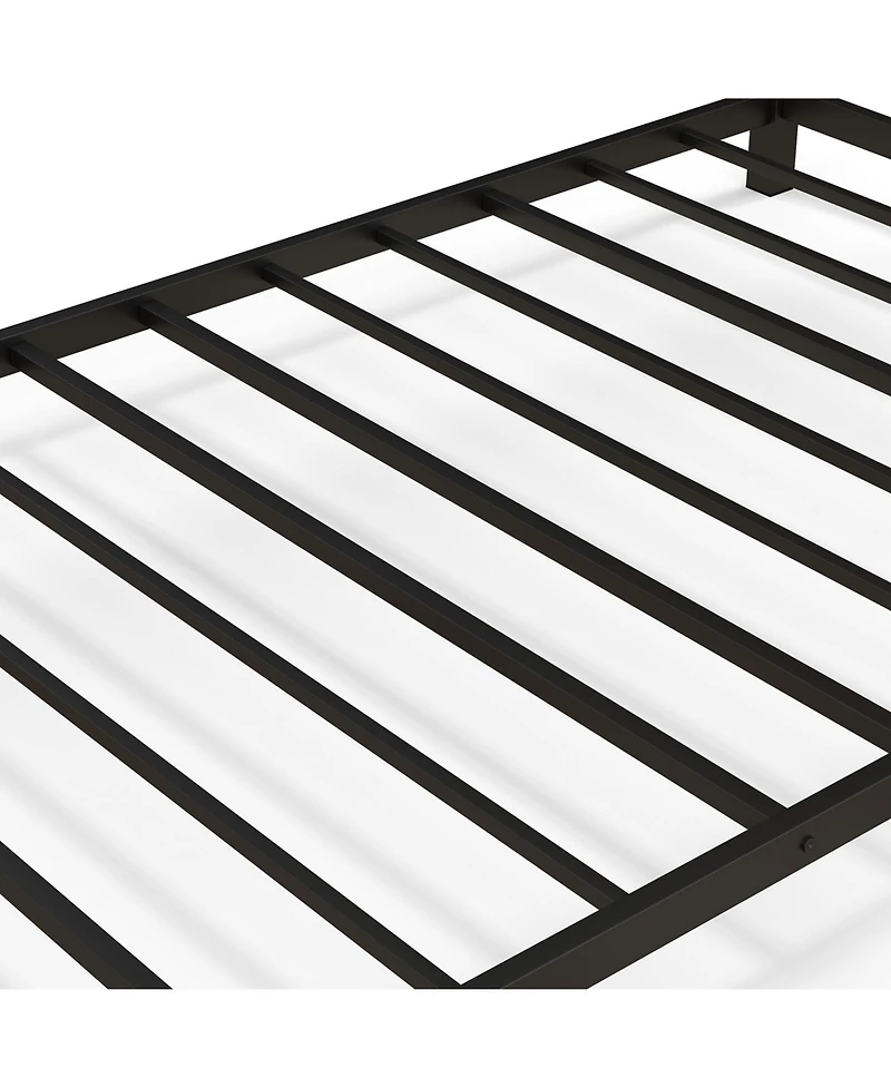 Sugift Low Profile Twin Over Metal Bunk Bed with Full-length Guardrails