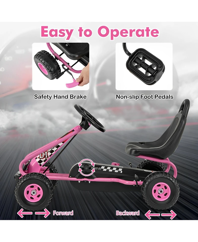 Skonyon 4 Wheel Pedal Powered Ride On Car with Adjustable Seat