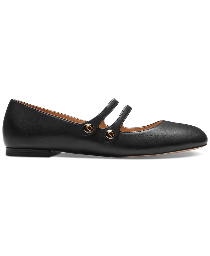 Coach Women's Winley Double Buckle Mary Jane Ballet Flats