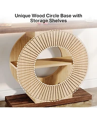 Tribesigns Entryway Table with Storage, Wood Console Table, 39.3-Inch Sofa Table Small Accent Hallway Table with Shelves and Circle Base