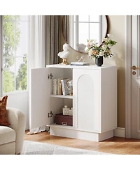 Tribesigns Sideboard Buffet Cabinet with Storage Set of 2, 57.4-Inch White Sideboard Cabinet Credenzas for Living Room, Modern Kitchen Cabinet Buffet