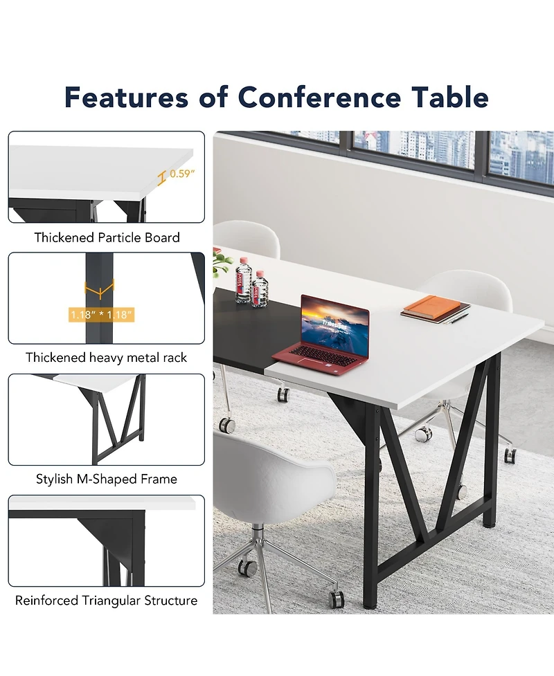 Tribesigns 80'' Executive Desk, L-Shaped Office Table with 55'' Cabinet, Large Computer Desk with Storage Drawers and Shelve