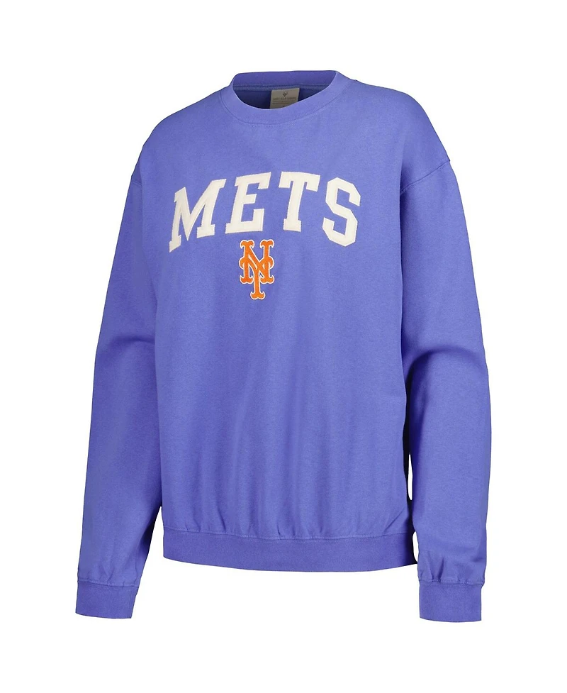 Soft As A Grape Women's Royal New York Mets Pigment Dye Pullover Sweatshirt