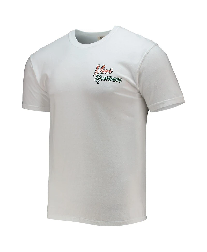 Image One Men's White Miami Hurricanes Mascot Bandana T-Shirt