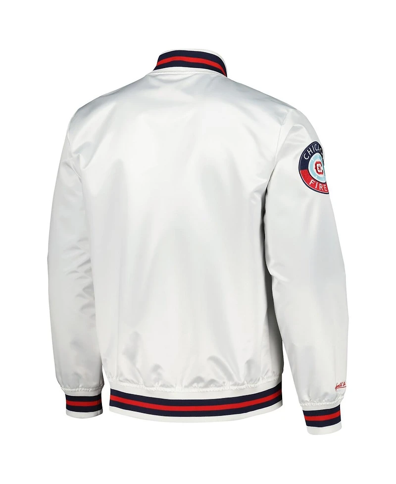 Mitchell & Ness Men's White Chicago Fire City Full-Snap Satin Jacket