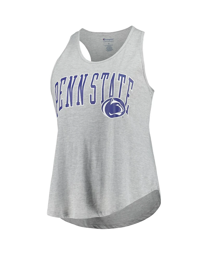 Profile Women's Heather Gray Penn State Nittany Lions Arch Logo Racerback Scoop Neck Tank Top