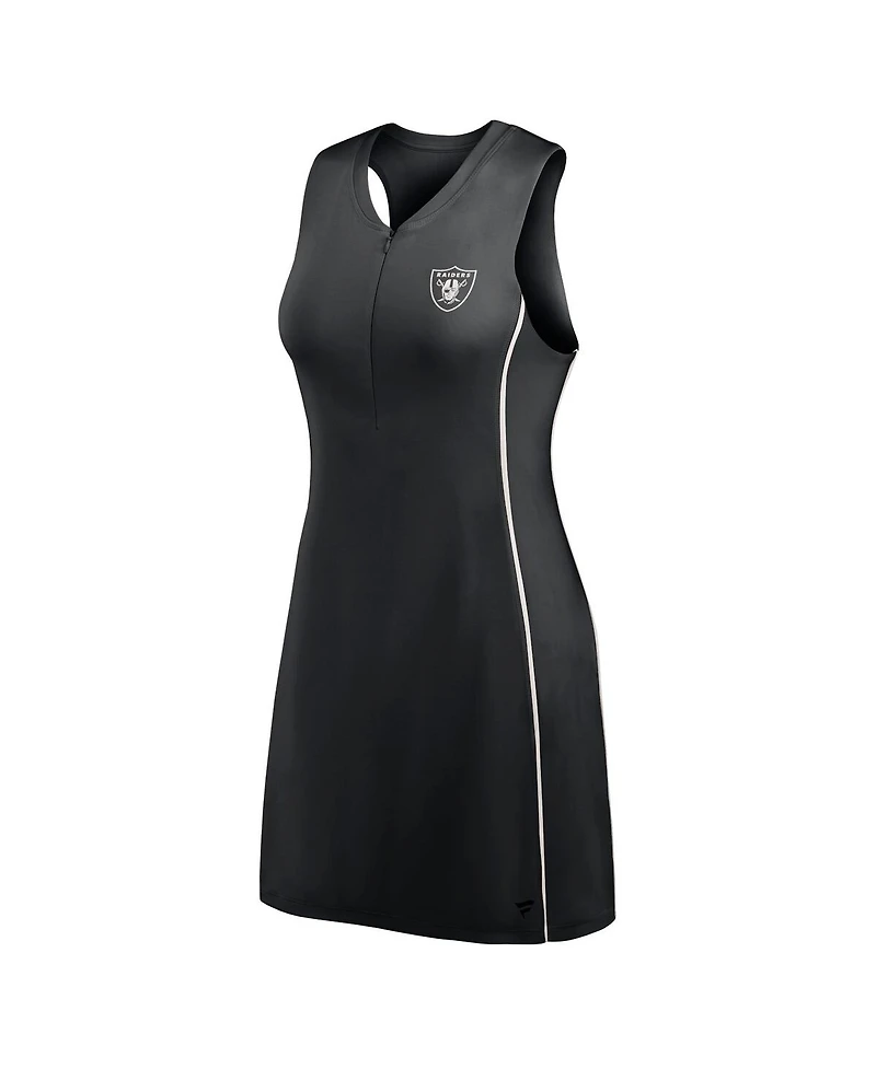 Fanatics Women's Black Las Vegas Raiders Studio Boost Athletic Half-Zip Dress