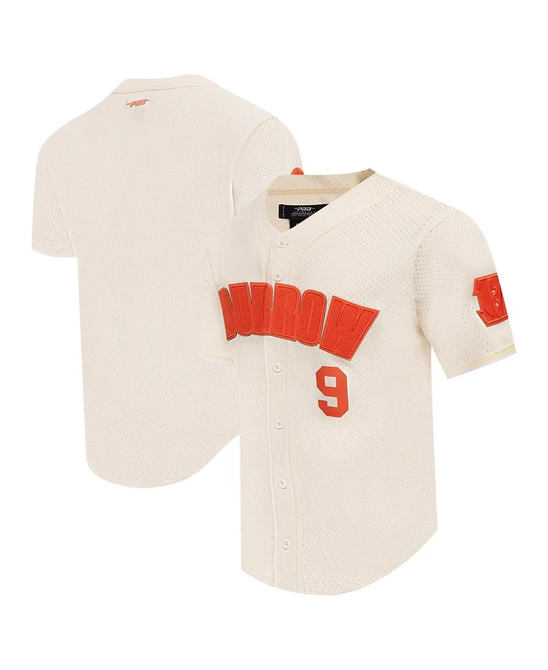 Pro Standard Men's Joe Burrow Cream Cincinnati Bengals Name Number Triple Tonal Button-Up Baseball Jersey