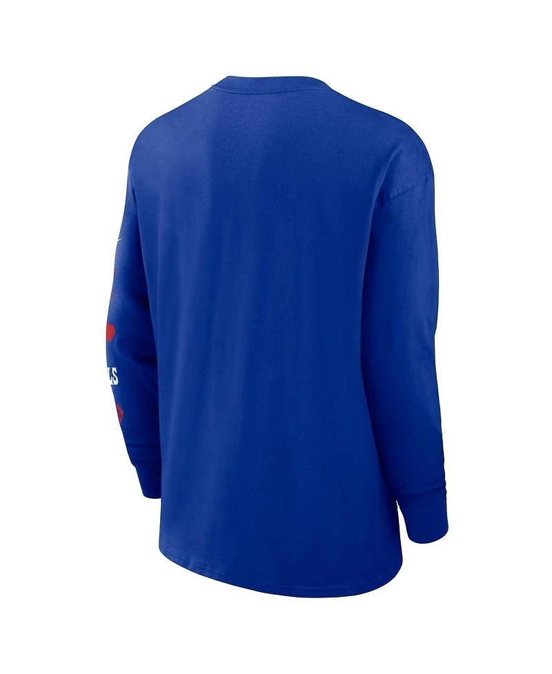 Nike Men's Royal Buffalo Bills Rewind Heavy Max 9 Pocket Long Sleeve T-Shirt