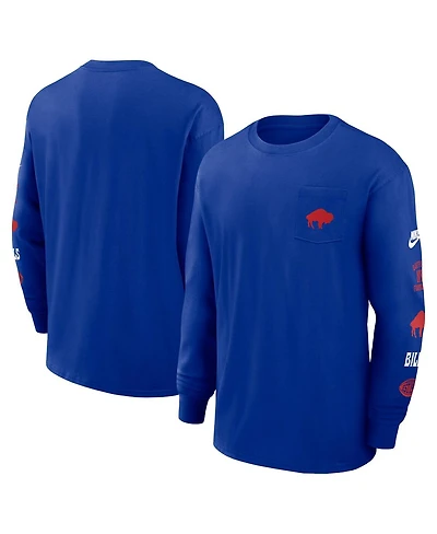 Nike Men's Royal Buffalo Bills Rewind Heavy Max 9 Pocket Long Sleeve T-Shirt