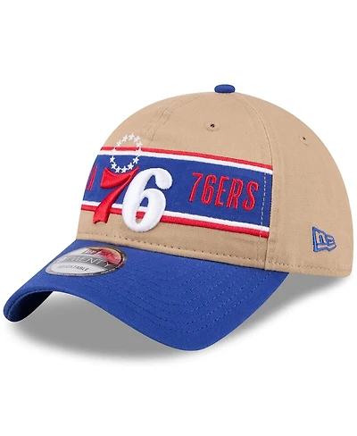New Era Men's Tan/Royal Philadelphia 76ers 2024 Nba Draft 9TWENTY Adjustable Hat