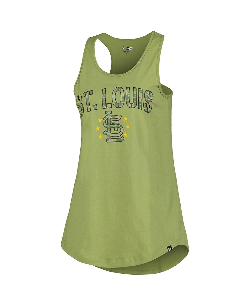 New Era Women's Olive St. Louis Cardinals Armed Forces Day Tank Top