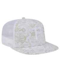 New Era Men's White Pittsburgh Pirates Logo Dunes A-Frame Trucker 9FIFTY Snapback Hat