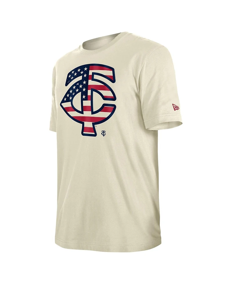New Era Men's Cream Minnesota Twins Americana Flag Fill T-Shirt