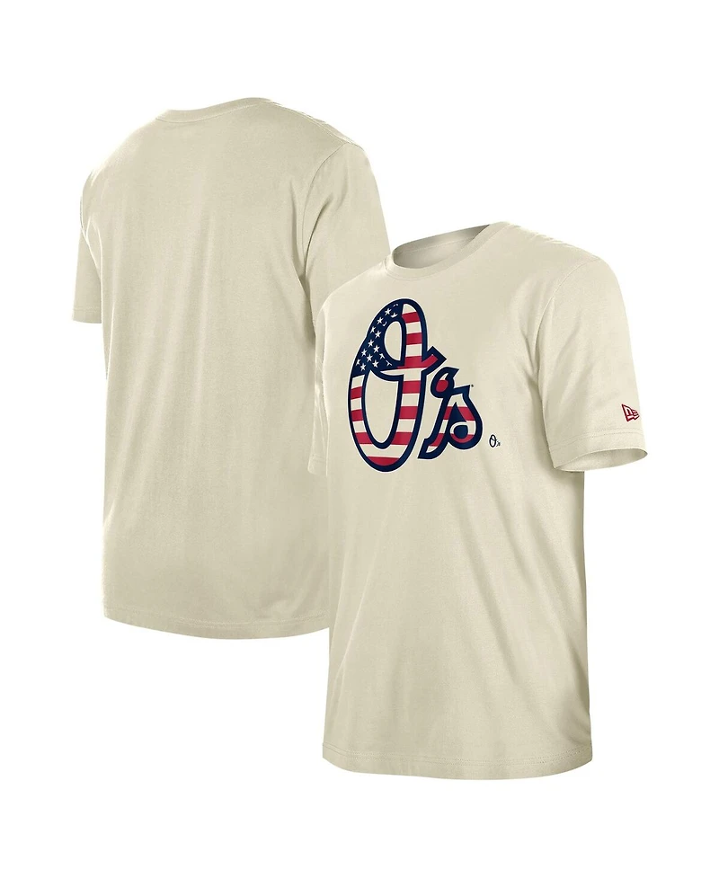 New Era Men's Cream Baltimore Orioles 4th of July Flag Fill T-Shirt
