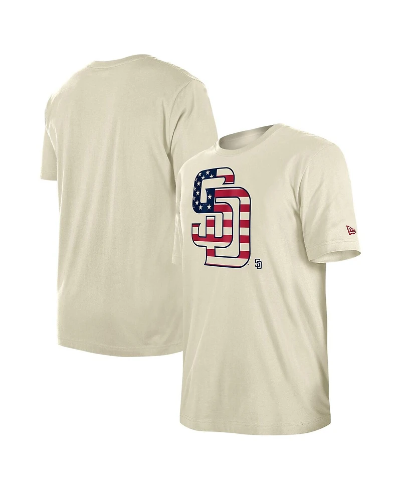 New Era Men's Cream San Diego Padres 4th of July Flag Fill T-Shirt