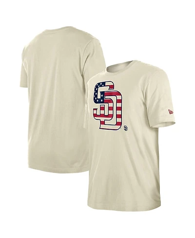 New Era Men's Cream San Diego Padres 4th of July Flag Fill T-Shirt