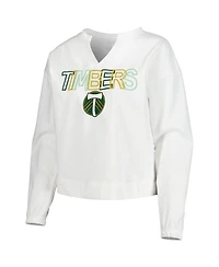 Concepts Sport Women's White Portland Timbers Sunray Notch Neck Long Sleeve T-Shirt
