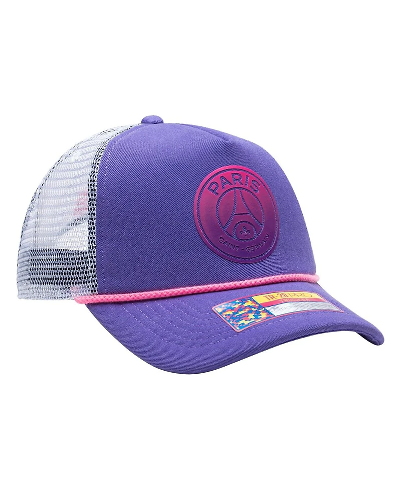 Fan Ink Purple Men's and Women's Paris Saint-Germain Serve Trucker Adjustable Hat