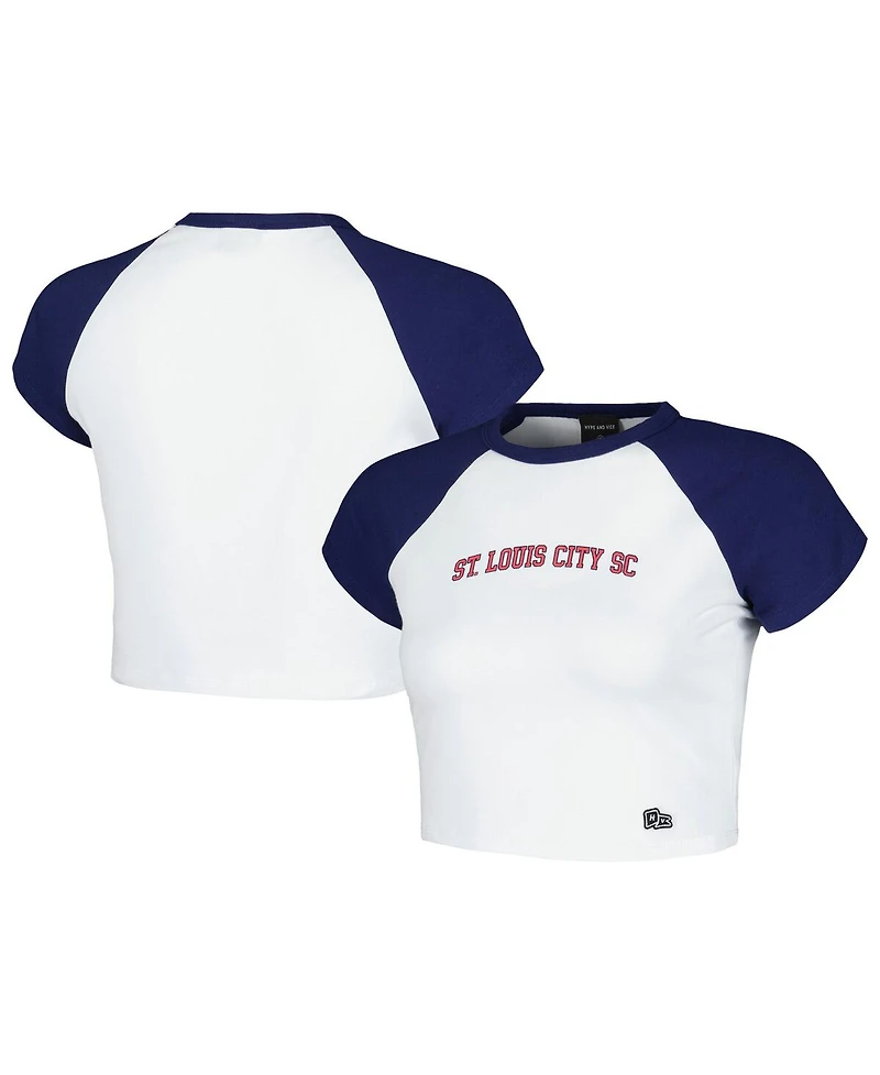 Hype And Vice Women's White St. Louis City Sc Homerun Cropped Raglan T-Shirt