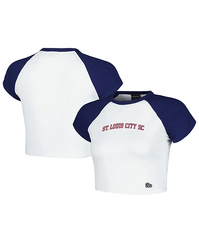 Hype And Vice Women's White St. Louis City Sc Homerun Cropped Raglan T-Shirt