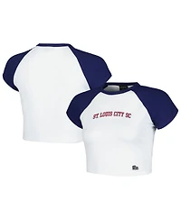 Hype And Vice Women's White St. Louis City Sc Homerun Cropped Raglan T-Shirt