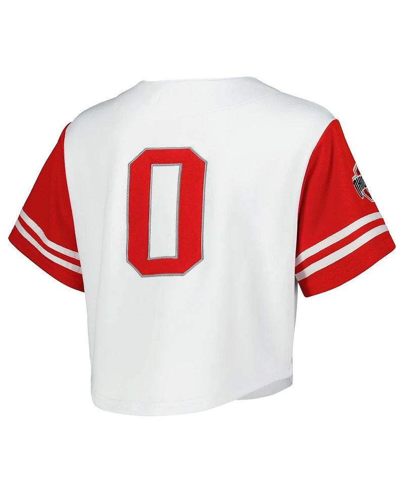 Established & Co. Women's White Ohio State Buckeyes Baseball Jersey Cropped T-Shirt