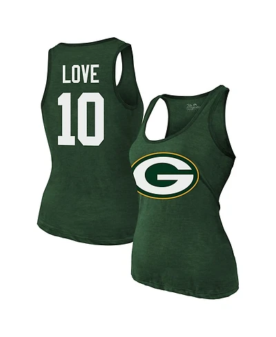 Majestic Women's Jordan Love Green Bay Packers Name Number Tri-Blend Tank Top