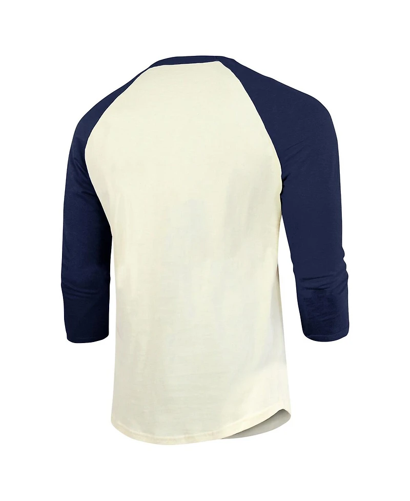 Majestic Men's Cream/Navy Boston Red Sox Raglan 3/4-Sleeve T-Shirt
