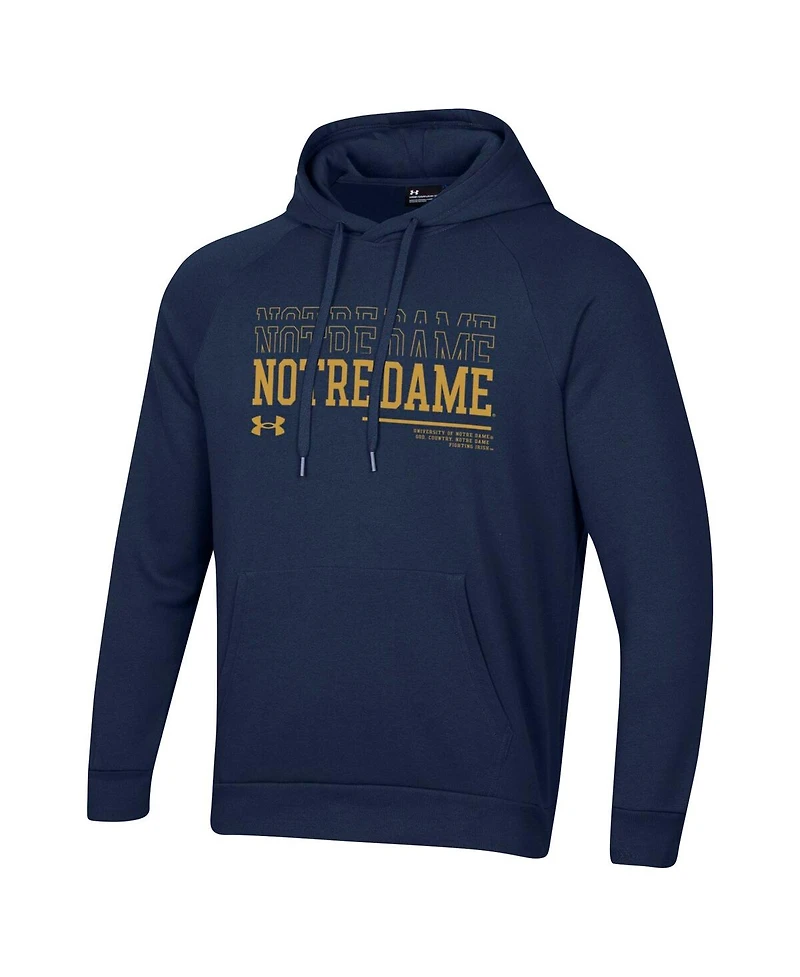 Under Armour Men's Navy Notre Dame Fighting Irish 2024 Sideline Wordmark Rival Pullover Hoodie