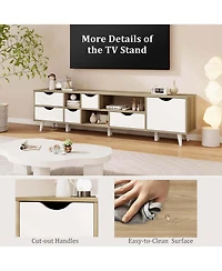 Costway Tv Stand for TVs up to 65" with Storage 5 Drawers & 3 Open Shelves for Bedroom